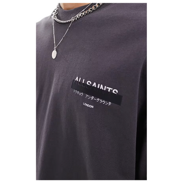 All Saints Redact Oversized Embroidered Logo T-Shirt 'Washed Black'