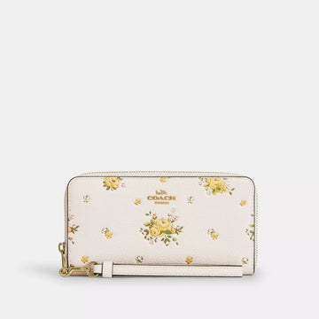 Coach Long Zip Around Wallet With Floral Print 'Gold/Chalk Multi'