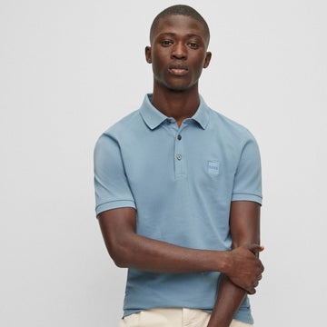 BOSS Stretch Cotton Slim Fit Polo Shirt with Logo Patch 'Blue'