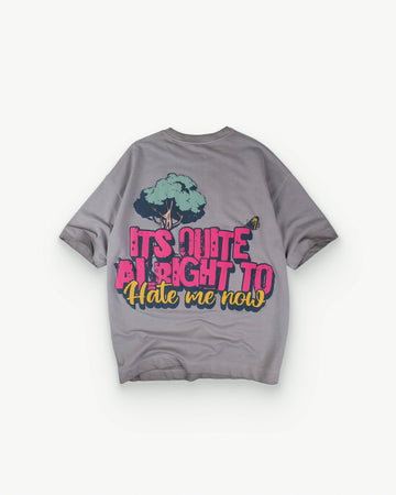 It's Quite Alright - Grey Pigment Washed Oversized T-shirt