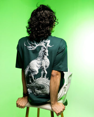 Mythical Stag - Green Oversized T-Shirt