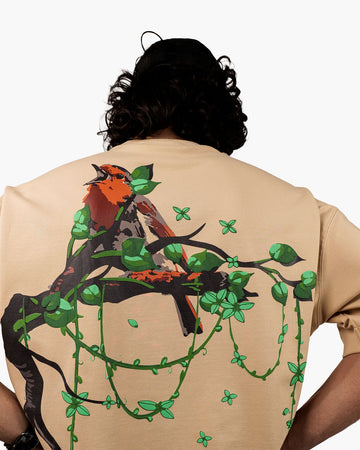 A True Sparrow - Beige Oversized T-Shirt