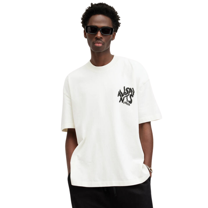 All Saints Orlando Logo Print Oversized T-Shirt 'Ashen White'