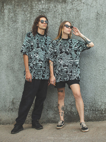 Black Faces Oversized T-shirt