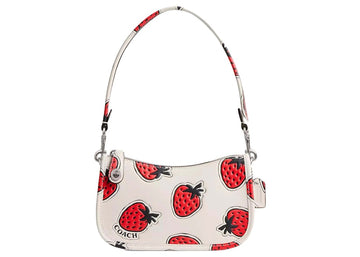 Coach Swinger Bag With Strawberry Print 20 Glovetanned 'Leather/Silver/Chalk Multi'