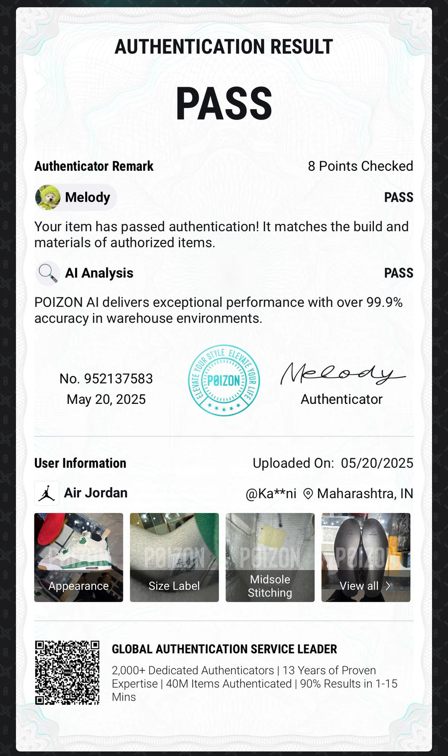 AUTHENTICITY CERTIFICATES PROVIDED WITH EVERY ORDER