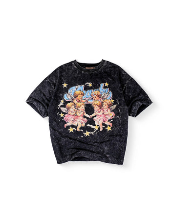Angels - Black Washed Oversized T-shirt