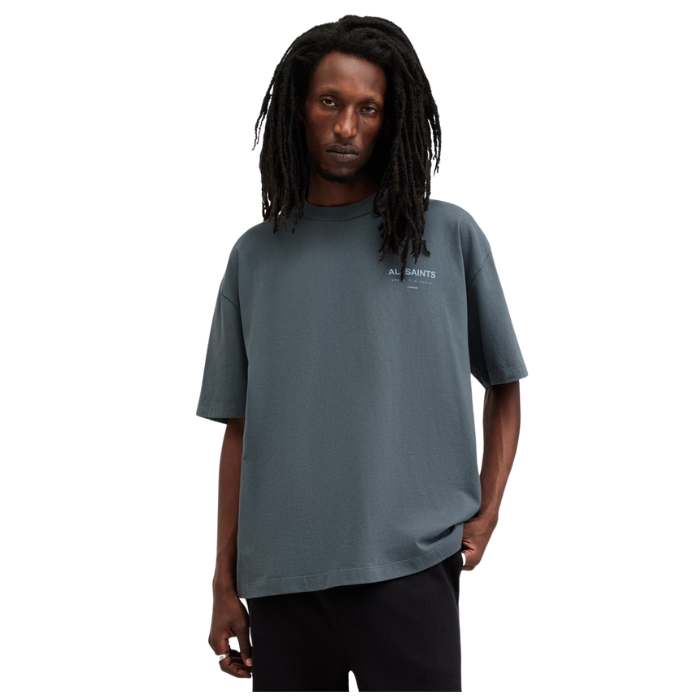 All Saints Underground Logo Oversized Fit Crew-Neck T-Shirt 'Ashy Blue'
