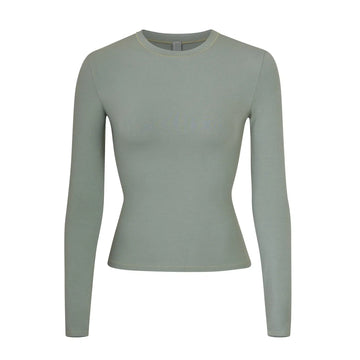 Skims Cotton Jersey Long Sleeve T-Shirt Mineral