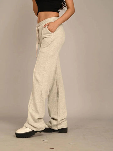 Wide Leg Drawstrings Joggers (Grey)- AYCS