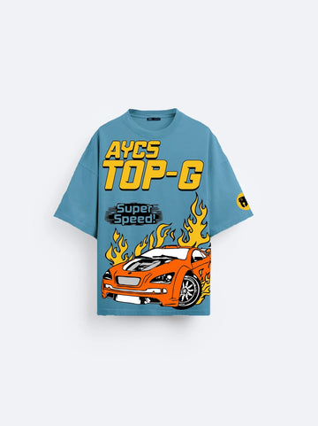 BLUE Top-G Oversized T-Shirt-AYCS