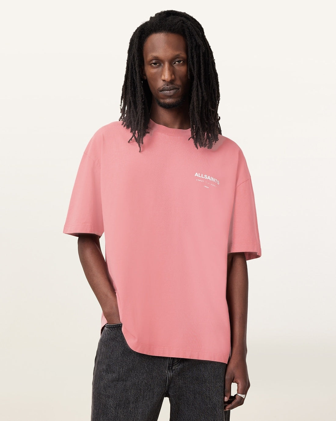 All Saints Underground Oversized Crew-Neck T-Shirt 'amara-pink'