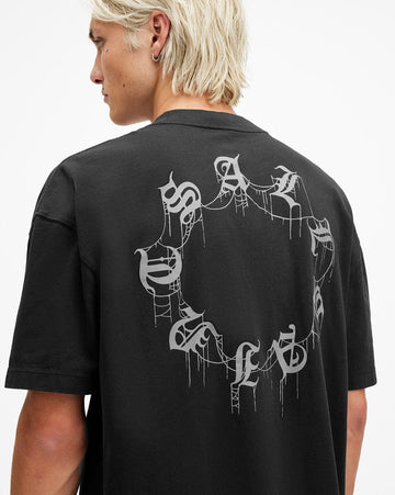 All Saints Cryptierra Oversized Crew-Neck Organic Cotton T-Shirt 'washed-black'