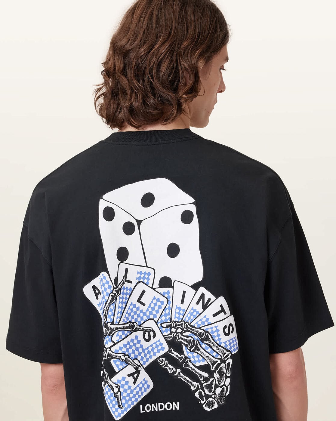 All Saints Dealt Graphic Print Regular Fit Crew-Neck T-Shirt 'washed-black'