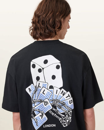 All Saints Dealt Graphic Print Regular Fit Crew-Neck T-Shirt 'washed-black'