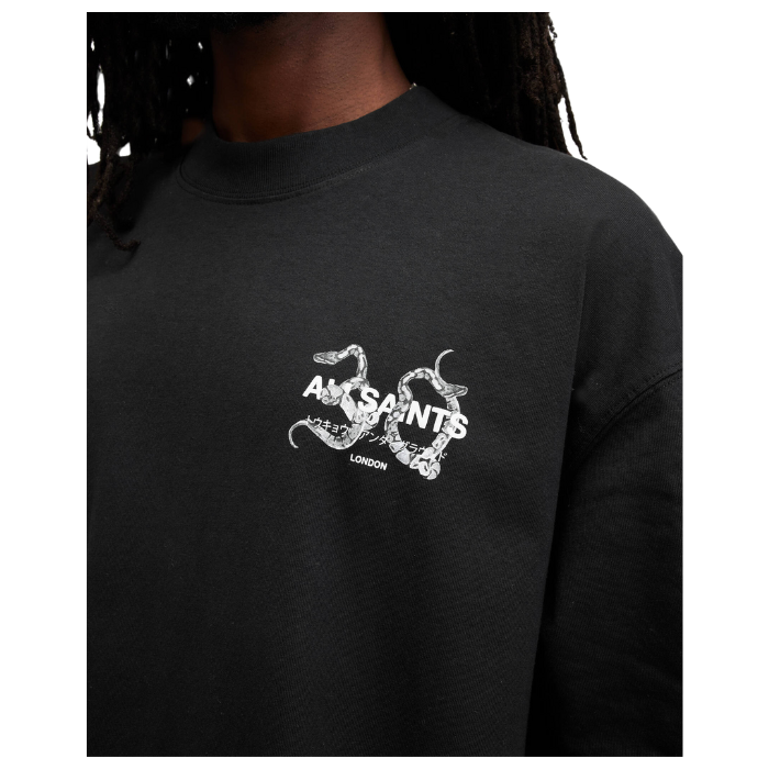 All Saints Ceremony Oversized Logo T-Shirt 'Jet Black'