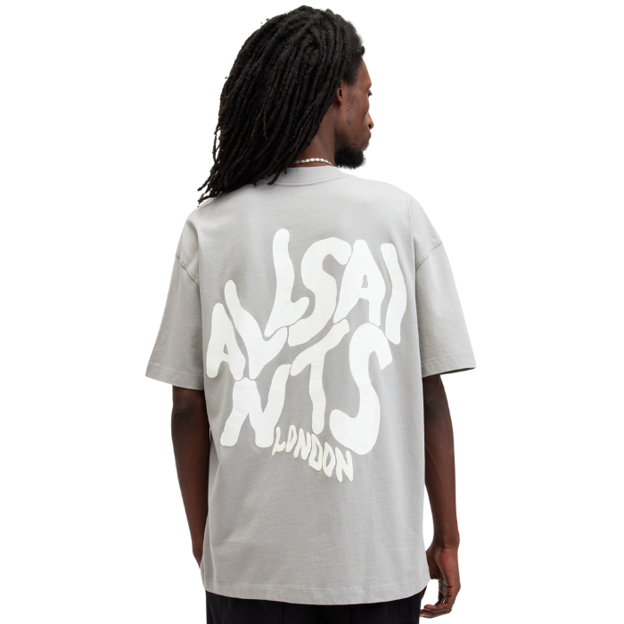All Saints Orlando Logo Print Oversized T-Shirt 'Trinity Grey'