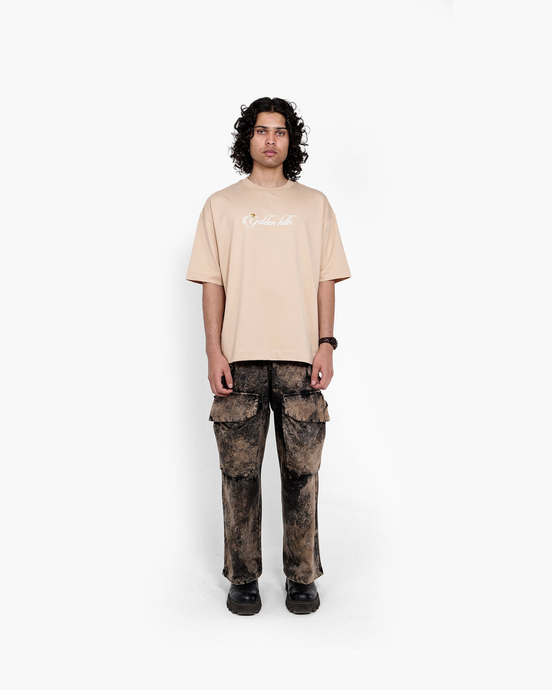 The Serene Stride - Beige Oversized T-Shirt