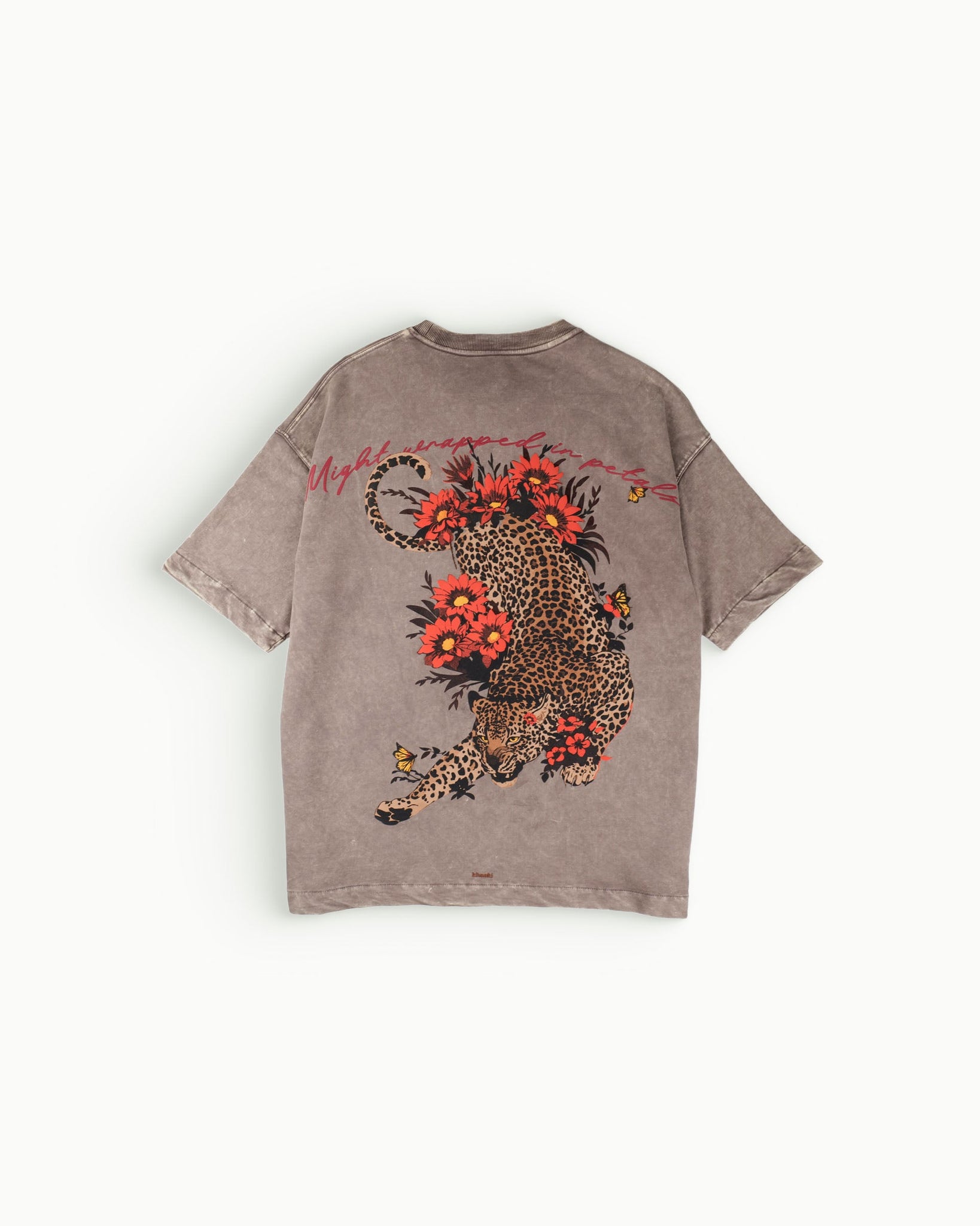 Graceful Might - Beige Washed Oversized T-shirt