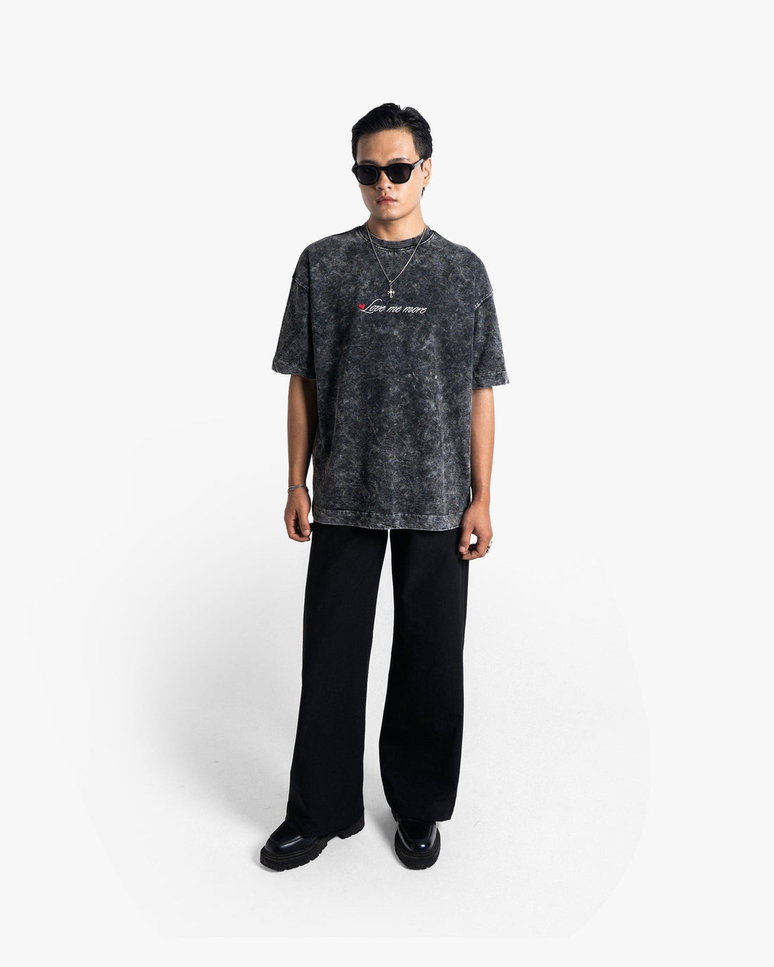Love Me More - Black Washed Oversized T-shirt
