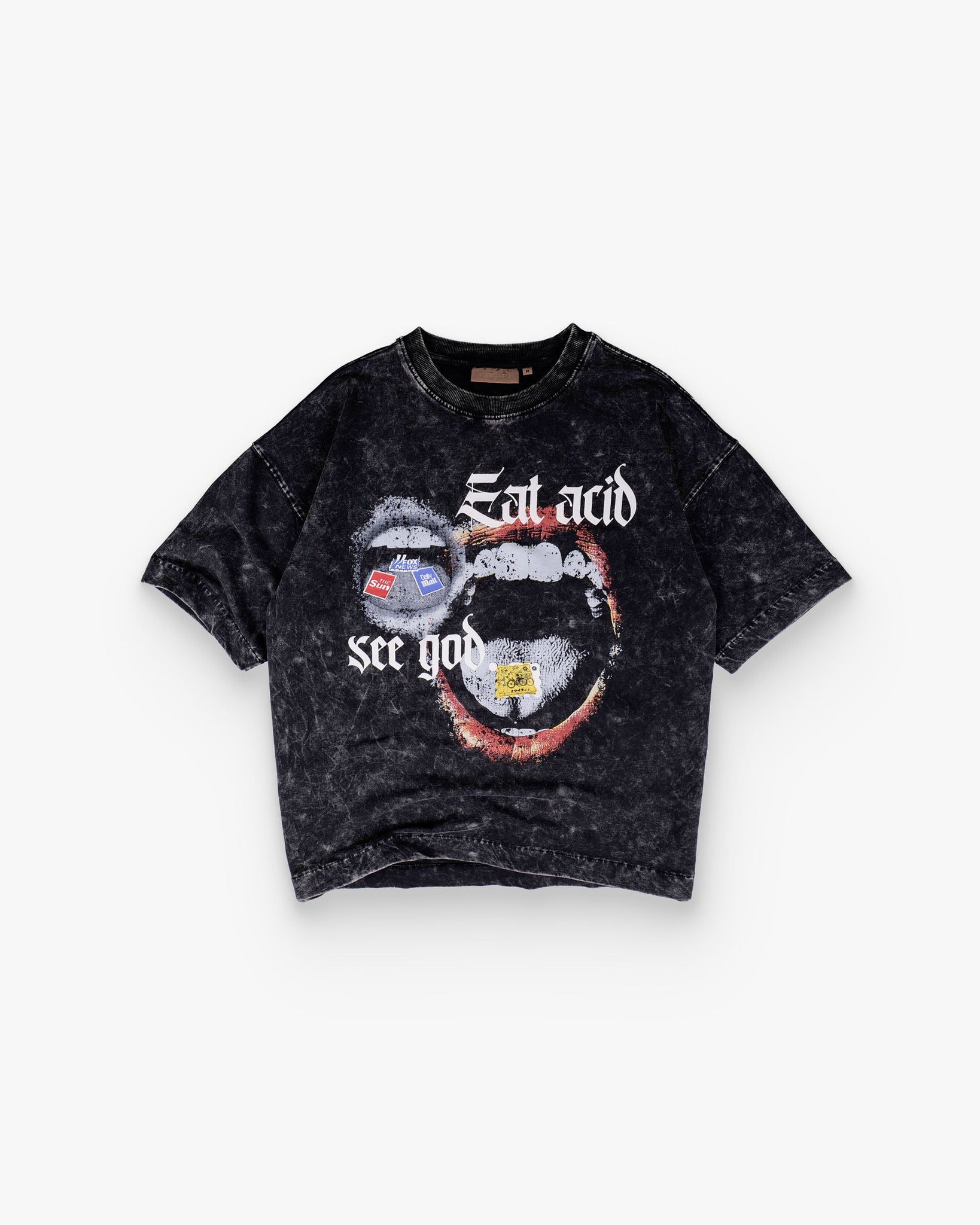 Eat Acid - Black Washed Oversized T-shirt