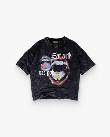 Eat Acid - Black Washed Oversized T-shirt