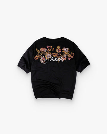 Fall For Me - Black Embroidered Oversized T-shirt