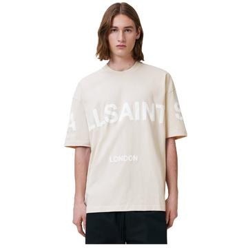 All Saints Biggy Oversized Logo Print T-Shirt 'Bailey Taupe'