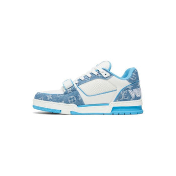 Louis Vuitton Trainer Low 'Velcro Strap - Light Blue Monogram Denim'