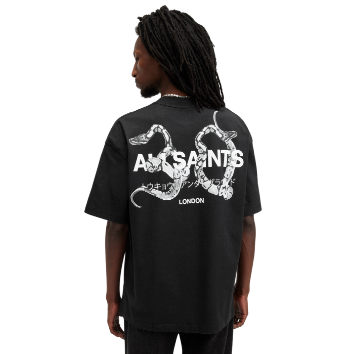 All Saints Ceremony Oversized Logo T-Shirt 'Jet Black'