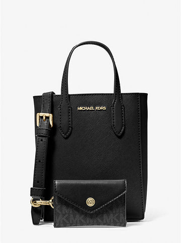 Vincent Extra-Small Saffiano Leather Crossbody Bag With Logo Card Case 'Black'