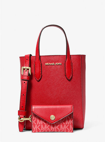 Vincent Extra-Small Saffiano Leather Crossbody Bag With Logo Card Case 'Bright Red'
