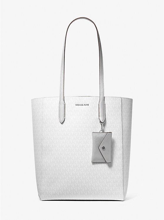Vincent Large Signature Logo Tote Bag With Card Case 'Silver'