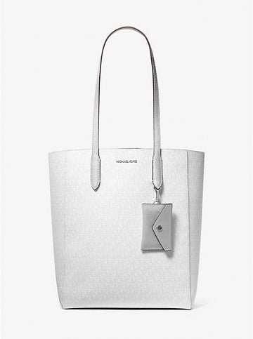Vincent Large Signature Logo Tote Bag With Card Case 'Silver'