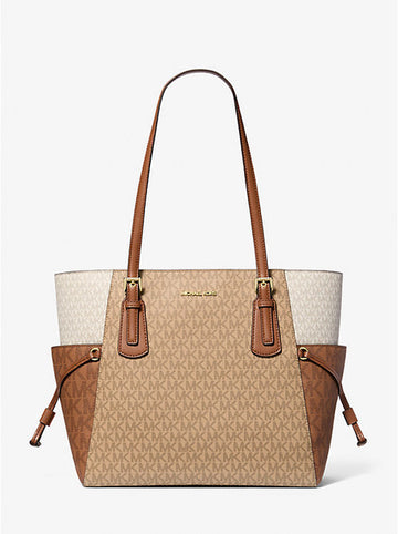 Voyager Large Color-Block Signature Logo Tote Bag 'Camel Mlt'