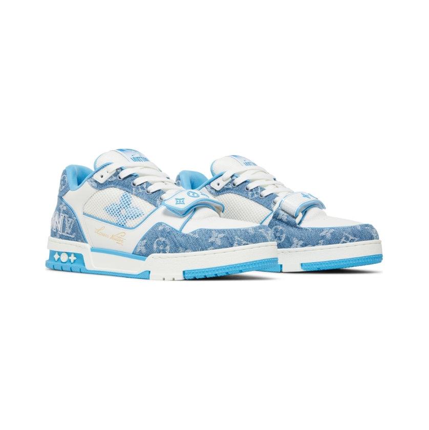 Louis Vuitton Trainer Low 'Velcro Strap - Light Blue Monogram Denim'