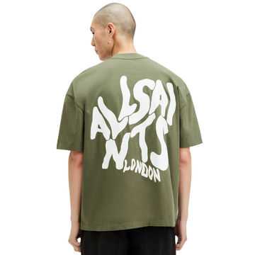 All Saints Orlando Logo Print Oversized T-Shirt 'Fleur Green'