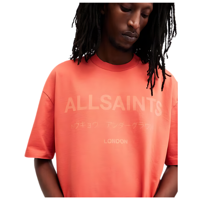 All Saints Laser Cotton Oversized T-Shirt 'Sunburnt Orange'