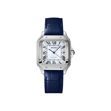 Seiko Mod Santos White/Blue Leather