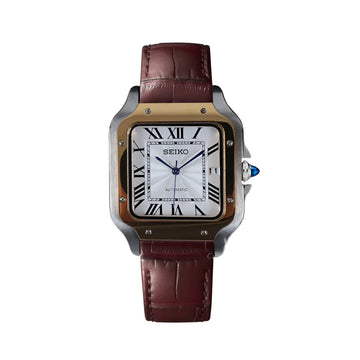 Seiko Mod Santos White/Brown Leather