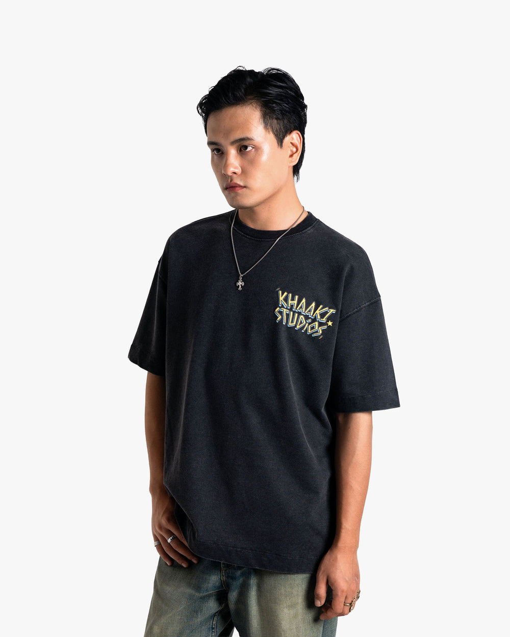 Khaaki Studios - Black Faded Printed Oversized T-shirt