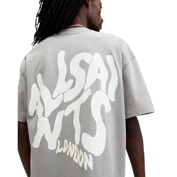 All Saints Orlando Logo Print Oversized T-Shirt 'Trinity Grey'