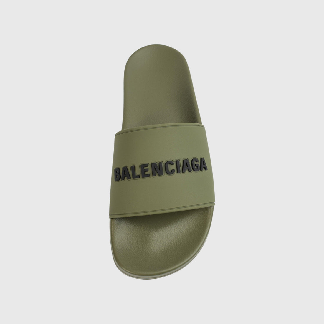 Balenciaga Logo Print Pool Slides - Khaki