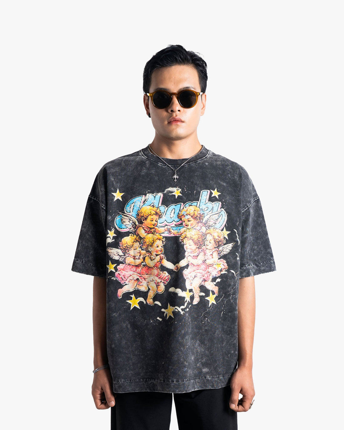 Angels - Black Washed Oversized T-shirt