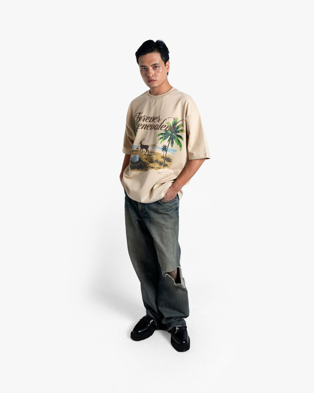 Forever Benevolent - Beige Oversized T-shirt
