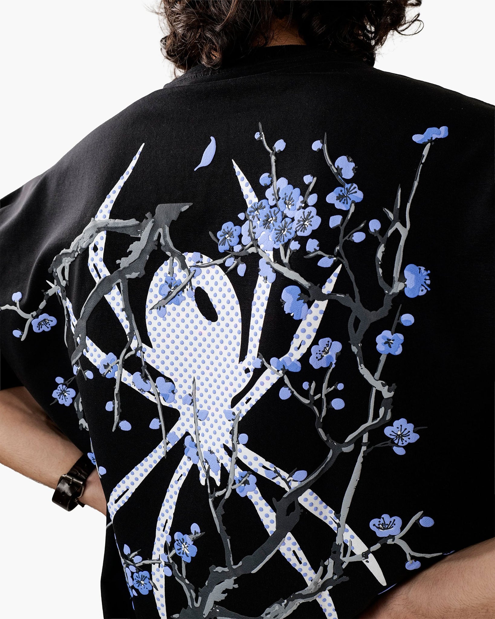 Spider Bloom Tee - Black Oversized T-Shirt