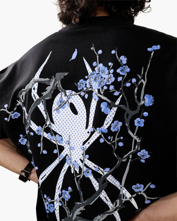 Spider Bloom Tee - Black Oversized T-Shirt