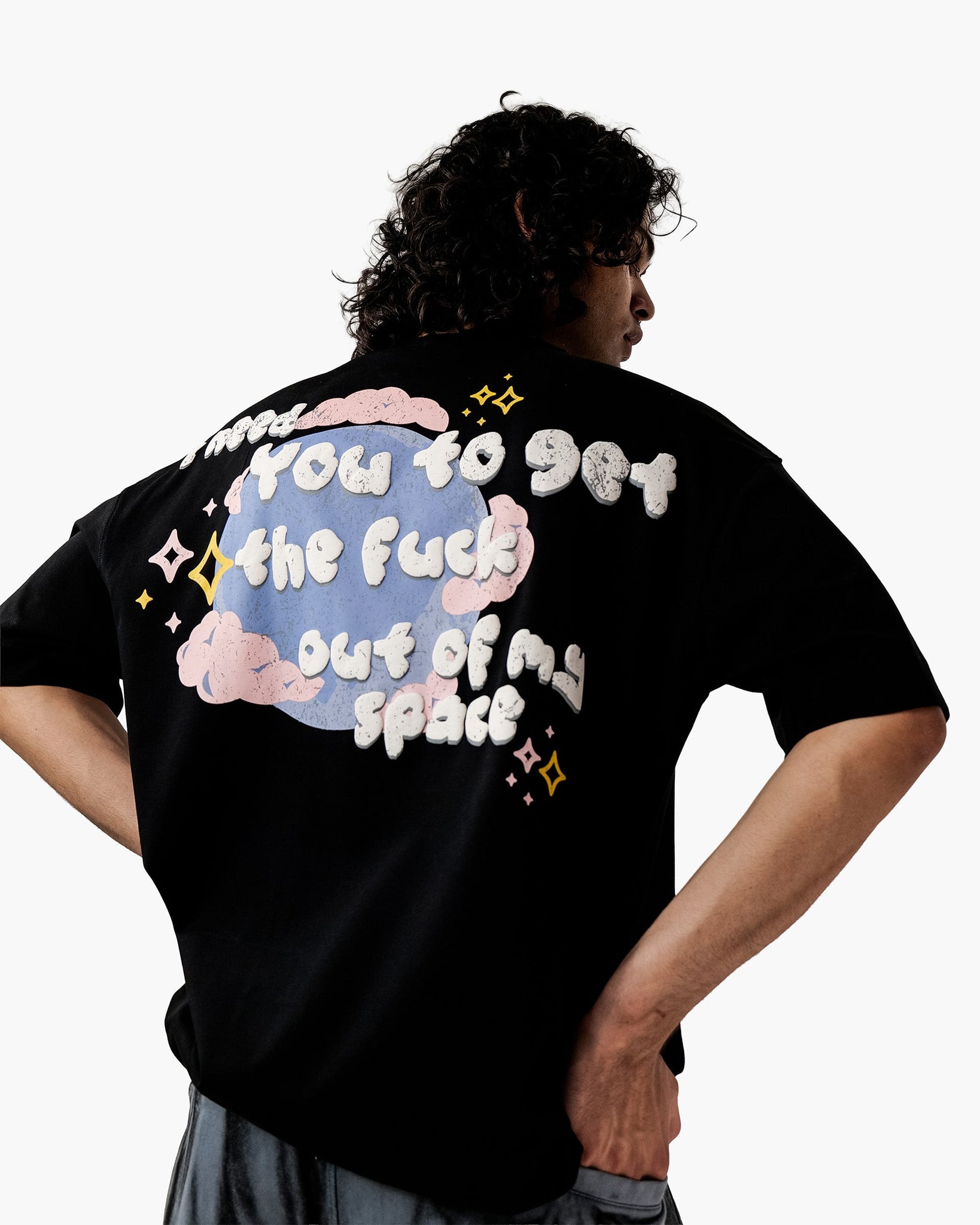 Out Of My Space! - Black Oversized T-Shirt