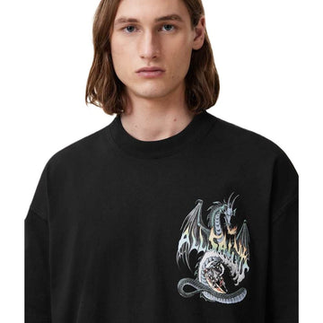AllSaints Dragon Wave Oversized Short Sleeve T-Shirt – Washed Black