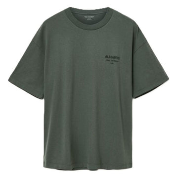 AllSaints Xander Flocked Logo Oversized T-Shirt – Garnet Green